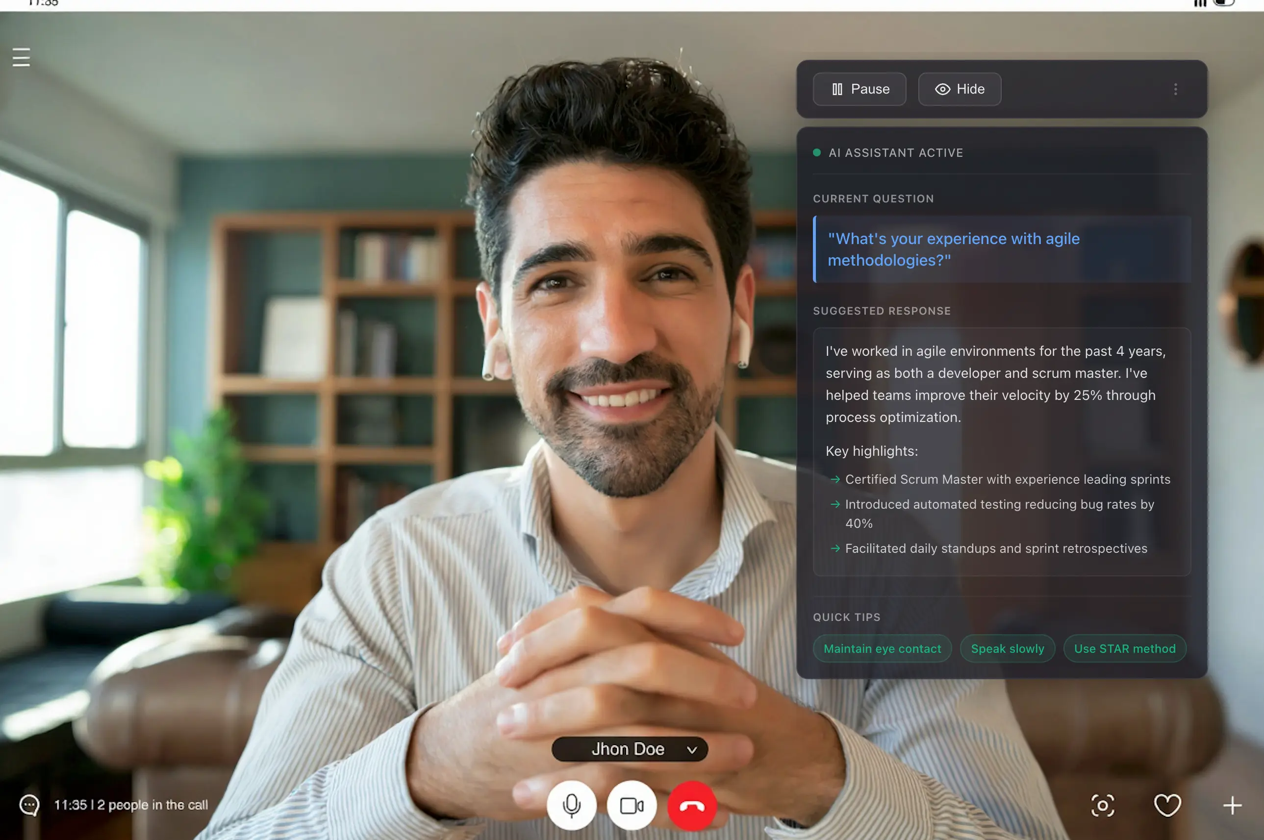 Candidate on a video call